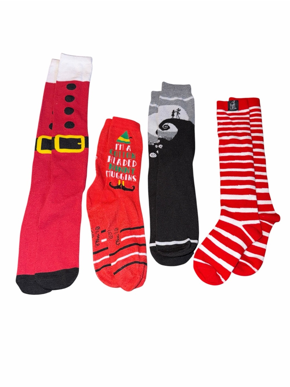 Men's Holiday Crew Socks - Red, Black & White (4-Pack)